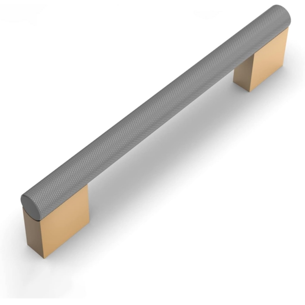 ROMATEE 6 Pack 6 Inch Grey and Gold Knurled Cabinet Drawer Pulls NWT